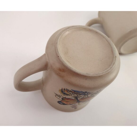 Vintage MCM Butterfly Stoneware Coffee Mugs Tea Cup Set Of 3 Yellow Orange - Picture 9 of 11